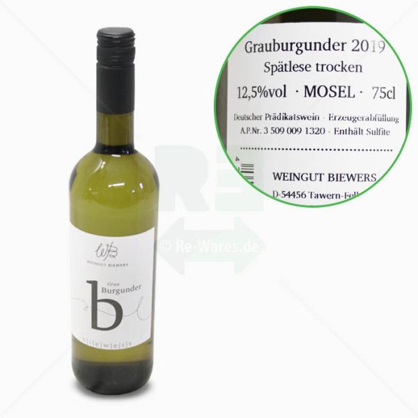 Wein Weingut Biewers Grauburgunder trocken 2019 | 0,75L 12,5% vol